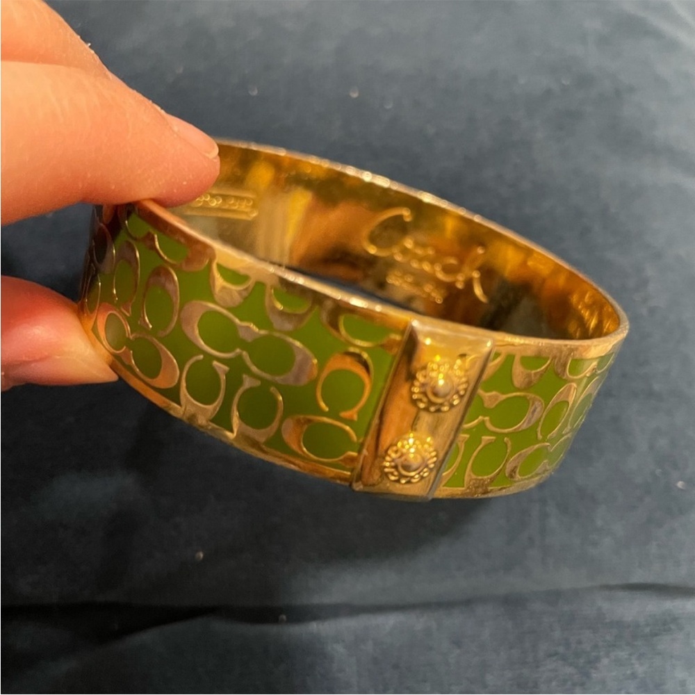 Coach Gold Bangles with Green and Purple Enamel - Picture 2 of 5